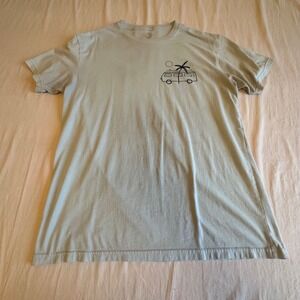 Wohven Mens Graphic T-Shirt Light Blue Surf Van Palm Tree Size L Short Sleeve